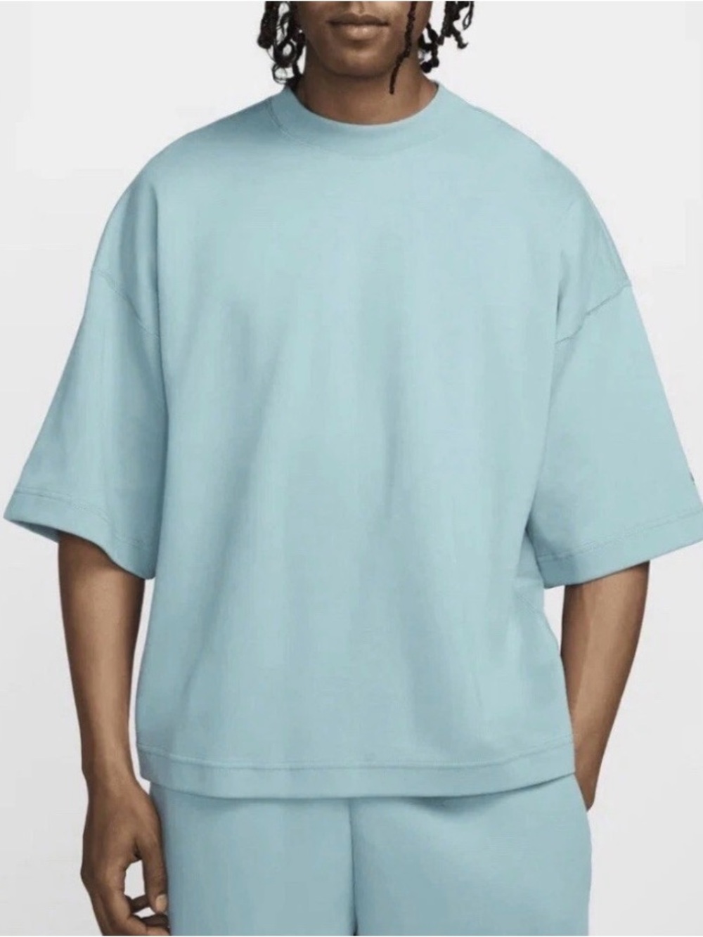 Nike Tech Turquoise Fleece Re-Imagined Short Sleeve Oversized Shirt FB8165-309